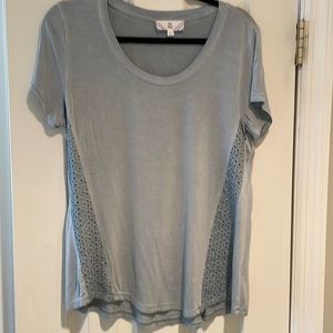 Pink Rose seafoam green top. Size large